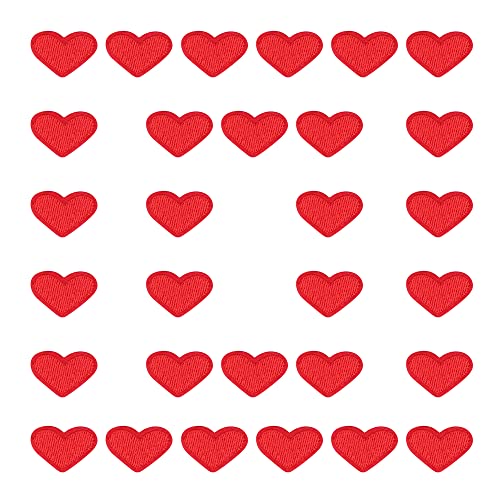 Weenkeey 30 Stück Mini Herz Gestickte Aufnäher Liebe Herz Aufnähen Patches Niedliche Herzform Aufbügeln Applikationen für Kleid Jeans Jacken Hüte Taschen Schuhe - Rot von Weenkeey