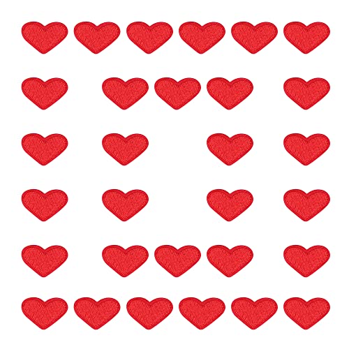 Weenkeey 30 Stück Mini Herz Gestickte Aufnäher Liebe Herz Aufnähen Patches Niedliche Herzform Aufbügeln Applikationen für Kleid Jeans Jacken Hüte Taschen Schuhe - Rot von Weenkeey