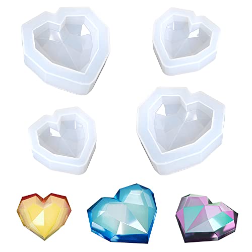 Weenkeey 4 Stück 3D Herzform Epoxidharz Formen Diamant Herz Schlüsselanhänger Silikonform Liebe Herz Schmuck Gussform für DIY Handwerk Handgemachte Seifen 2 Größen Weenkeey 4 Stück 3D Herzform Epoxidharz Formen Diamant Herz Schlüsselanhänger Silikonform Liebe Herz Schmuck Gussform für DIY Handwerk Handgemachte Seifen 2 Größen von Weenkeey