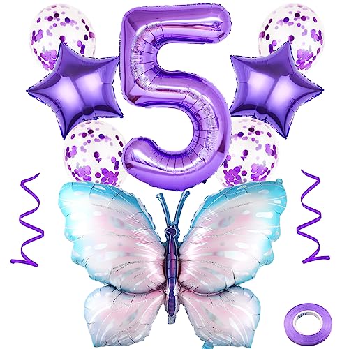 Weenkeey 5 Jahre Schmetterling Geburtstag Deko - Große Bunt Folienballon, Luftballon Lila Zahl 5 für Mädchen Party Weenkeey 5 Jahre Schmetterling Geburtstag Deko - Große Bunt Folienballon, Luftballon Lila Zahl 5 für Mädchen Party von Weenkeey