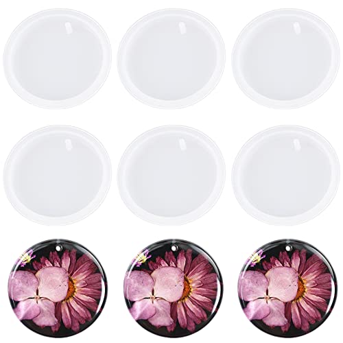 Weenkeey 6 Stück Runde Schlüsselanhänger Silikonform Kreis Epoxidharz Formen Runde Form Gießformen Schmuck Gussform für DIY Handwerk Anhänger Halskette von Weenkeey