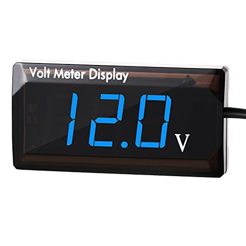 DC 12V Auto Digitales Voltmeter LED Anzeige Spannung Messung Auto Digitales Spannung Messer Panel 4-28V Voltmeter Anzeige für Fahrzeug Motorrad Lastwagen ATV SUV (Blau) von Weewooday