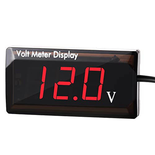 DC 12V Auto Digitales Voltmeter LED Anzeige Spannung Messung Auto Digitales Spannung Messer Panel 4-28V Voltmeter Anzeige für Fahrzeug Motorrad Lastwagen ATV SUV (Rot) von Weewooday