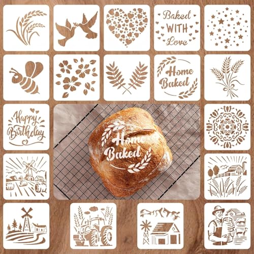 12 Stück Schablone für Brot, Backschablonen-Set, Artisan Brotschablonen, Brot Schablonen zum Dekorieren, Schablonen für Brot, Kuchen, Kaffee, Torte oder Kekse von Wefaly