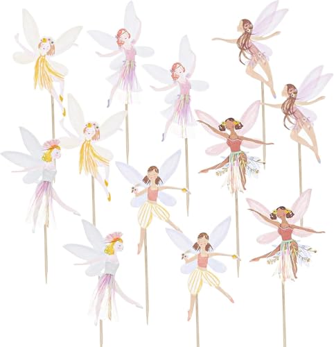 24 Stück Feen,Torten Deko Mädchen, Muffin Deko, Cupcake Picks Fee, Topper Cupcake, Kuchen Toppers Cake Dekoration von Wefaly