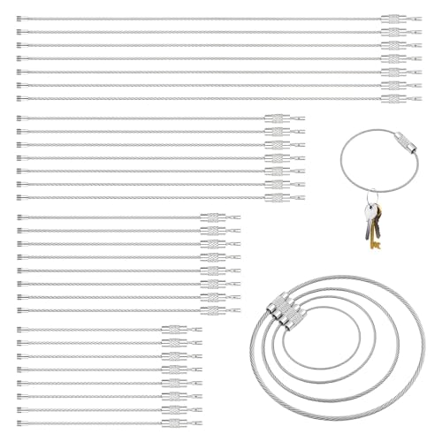 30 Stk Schlüsselring Drahtseil, Wefaly Edelstahl Schlüsselanhänger Ringe Weicher Schlüsselring Groß mit Drehverschluss 11/15/20/25cm Schlüssel Ring für Gepäckanhänger Schlüssel Anhänger von Wefaly