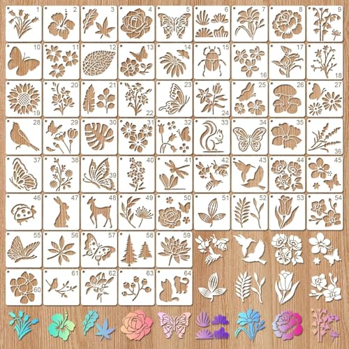 80 Stück Schablone Weihnachten Set, Wefaly Malschablonen Kinder Schablonenfolie Wiederverwendbar Hohl Spray Kunststoff für DIY Weihnachtsdekoration Boden Scrapbooking Textilgestaltung (7.6x7.6cm) von Wefaly