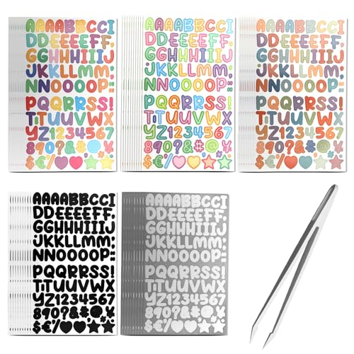 Selbstklebende Buchstaben Aufkleber 4500 Stück Vinyl Klebebuchstaben, 50 Blätter Wetterfest Alphabet Nummern Aufkle ber Bunte Zahlen Aufk leber mit 1 Pinzette für DIY Scrapbook Grußkarte Selbstklebende Buchstaben Aufkleber 4500 Stück Vinyl Klebebuchstaben, 50 Blätter Wetterfest Alphabet Nummern Aufkle ber Bunte Zahlen Aufk leber mit 1 Pinzette für DIY Scrapbook Grußkarte von Wefaly