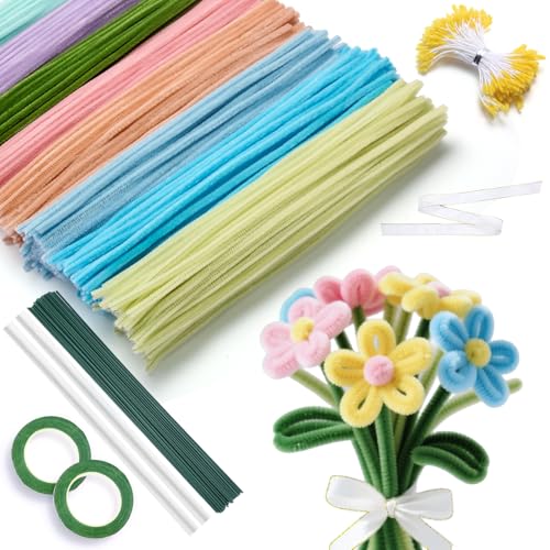 Pfeifenputzer zum Basteln Blumen Set 850 Stück 8 Farben Pipe Cleaner Flower Set mit Blumenkern Geschenkband,Geburtstag Weihnachtsdeko für Erwachsene Bastelfreunde DIY Pipe Cleaner Dekoration Pfeifenputzer zum Basteln Blumen Set 850 Stück 8 Farben Pipe Cleaner Flower Set mit Blumenkern Geschenkband,Geburtstag Weihnachtsdeko für Erwachsene Bastelfreunde DIY Pipe Cleaner Dekoration von Wegfwbe