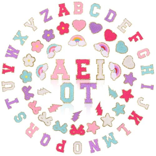Wegitcs Chenille-Buchstaben-Aufnäher, selbstklebend, für DIY, A-Z, verschiedene Farben, niedliche Regenbogen-Schleife, Blume, Stern, Blitz, Herz, Alphabet-Aufkleber für Kleidung, Hüte, Rucksäcke, 61 Wegitcs Chenille-Buchstaben-Aufnäher, selbstklebend, für DIY, A-Z, verschiedene Farben, niedliche Regenbogen-Schleife, Blume, Stern, Blitz, Herz, Alphabet-Aufkleber für Kleidung, Hüte, Rucksäcke, 61 von Wegitcs
