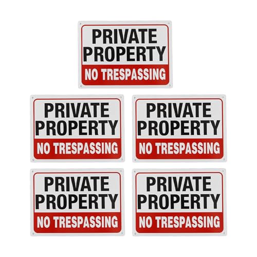 Aluminium-Schilder "Private Property", Aufschrift "Not Trespassing", für sichere Grenzen, einfache Montage im Freien, 5 Stück Aluminium-Schilder "Private Property", Aufschrift "Not Trespassing", für sichere Grenzen, einfache Montage im Freien, 5 Stück von Wegiwuca