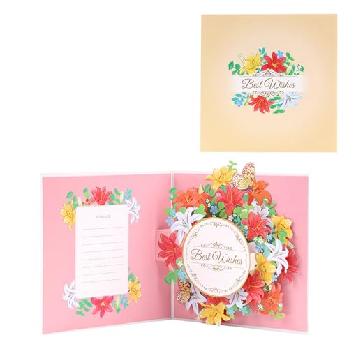 Multifunktionale Blumenkarte handgefertigte Jubiläumskarte mit Umschlag Elegante 3D-Grußkarte für Geburtstage und Hochzeiten von Wegiwuca