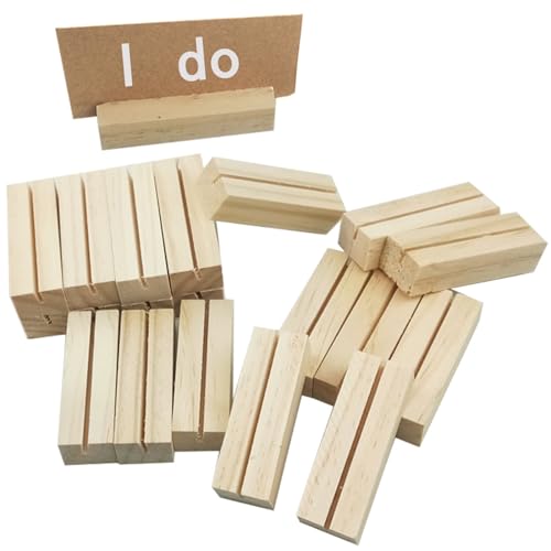 Tischkartenhalter aus Holz, Tischnummernhalter, Fotohalter für Hochzeit, Party, Dekoration, 10 Stück Memokarten, Desktop-Nachrichten, 20 Stück von Wegiwuca