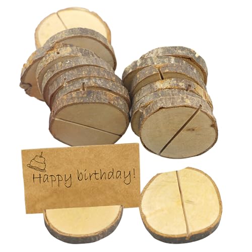 Tischkartenhalter aus Holz, Tischnummernhalter, Fotohalter für Hochzeit, Party, Dekoration, 10 Stück Memokarten, Desktop-Nachrichten, 20 Stück von Wegiwuca
