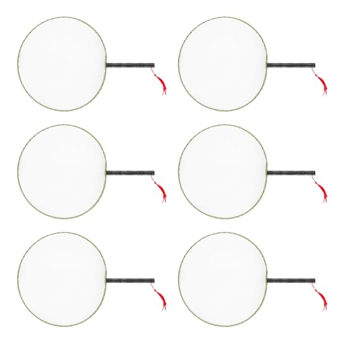 Wegiwuca Runde Seidentuch Handheld Fan Craft Set 6PCs Für Kinder Schreiben Mit Schwarzem Künstlerische Handgefertigte Kits Craft Making Round Hand Fan von Wegiwuca