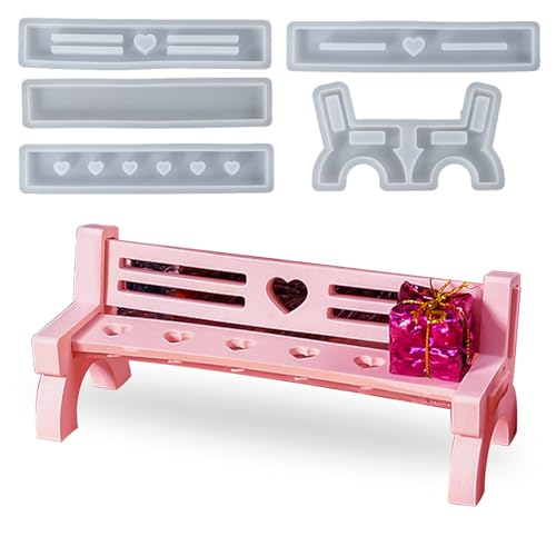 Wehous 5-teiliges Bankform-Set, 3D-Stuhl-Silikonformen für Epoxidharz, Gießen von Ton, Beton, Gips, einzigartiger Liebesschmuckhalter, Schmuckhalter, Kerzenhalter, Form, Tisch, Heimdekoration Wehous 5-teiliges Bankform-Set, 3D-Stuhl-Silikonformen für Epoxidharz, Gießen von Ton, Beton, Gips, einzigartiger Liebesschmuckhalter, Schmuckhalter, Kerzenhalter, Form, Tisch, Heimdekoration von Wehous