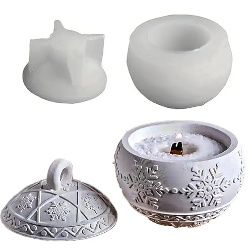 Wehous Silikonformen mit Deckel, Weihnachtsbox, Schneeflocke, Kerze, Schmuckhalter, Aufbewahrungsbehälter für Epoxidharz, Beton, Zement, Feiertage, festliche Weihnachtsdekoration, Bastelform Wehous Silikonformen mit Deckel, Weihnachtsbox, Schneeflocke, Kerze, Schmuckhalter, Aufbewahrungsbehälter für Epoxidharz, Beton, Zement, Feiertage, festliche Weihnachtsdekoration, Bastelform von Wehous