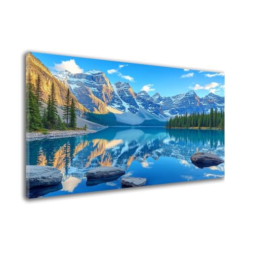 Diamond Painting Berge Diamond Painting Erwachsene Groß xxl 60x80cm Winter Diamant Art Bilder, DIY 5D Runder Vollbohrer Diamant Cross Stickerei Malerei Kits, Deko Wand, Geschenke für Frauen W6-182 von Wehsaeho