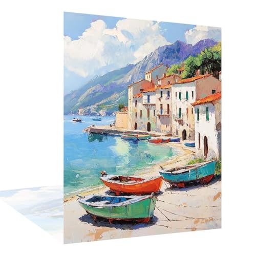 Diamond Painting Boot Diamond Painting Erwachsene Groß xxl 60x80cm Berge Diamant Art Bilder, DIY 5D Runder Vollbohrer Diamant Cross Stickerei Malerei Kits, Deko Wohnzimmer, Geschenke für Frauen W6-302 von Wehsaeho