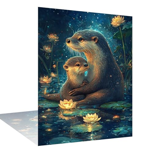 Diamond Painting Erwachsene Groß xxl 50x70cm Tiere Diamond Painting Lotus Diamanten Art Kinder, Diamant Kunst Kits Vollständiges, Mosaikherstellung Bastelset, Deko Wand, Geschenke für Frauen W6-342 von Wehsaeho