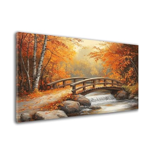 Diamond Painting Erwachsene Groß xxl 60x90cm Brücke Diamond Painting Herbst Diamanten Art Kinder, Diamant Kunst Kits Vollständiges, Mosaikherstellung Bastelset, Deko Wand, Geschenke für Frauen W6-162 von Wehsaeho