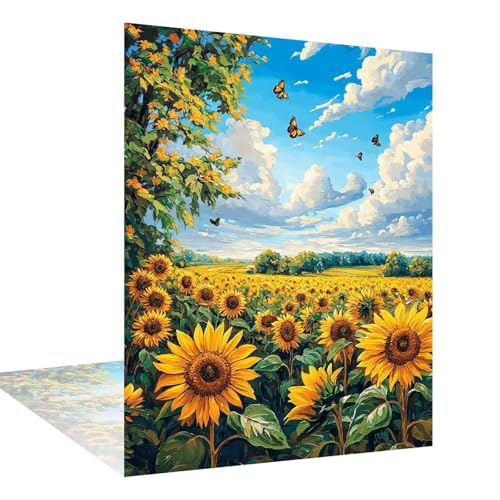 Diamond Painting Erwachsene Groß xxl 60x90cm Sonnenblumen Diamond Painting Wolke Diamanten Art Kinder, Diamant Kunst Kits Vollständiges, Mosaikherstellung Bastelset, Deko Wohnzimmer Wand W6-1001 von Wehsaeho