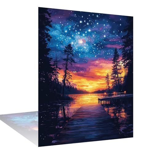 Diamond Painting Sternenhimmel Diamond Painting Erwachsene Groß xxl 60x80cm Brücke Diamant Art Bilder, DIY 5D Runder Vollbohrer Diamant Cross Stickerei Malerei Kits, Deko Wohnzimmer Wand W6-1021 von Wehsaeho