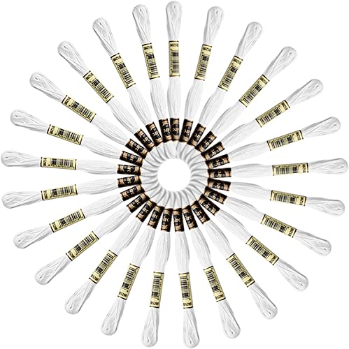 Huimai 25 Skeins Weiß Stickgarne Embroidery Floss Kreuzstich Embroidery Threads perfekt für Freundschaftsbänder und Zum Nähen von Stickereien (Weiß) von Huimai