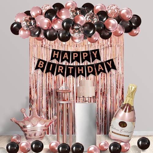 Geburtstagsdeko Rosegold Schwarz Deko Geburtstag Frauen Rosegold,Luftballons Geburtstag Rose Gold Happy Birthday Banner Folienballon gleißend Vorhang,für Frauen 16. 21. 30. 40. 50 Geburtstagsdeko Rosegold Schwarz Deko Geburtstag Frauen Rosegold,Luftballons Geburtstag Rose Gold Happy Birthday Banner Folienballon gleißend Vorhang,für Frauen 16. 21. 30. 40. 50 von WeiRenLuan