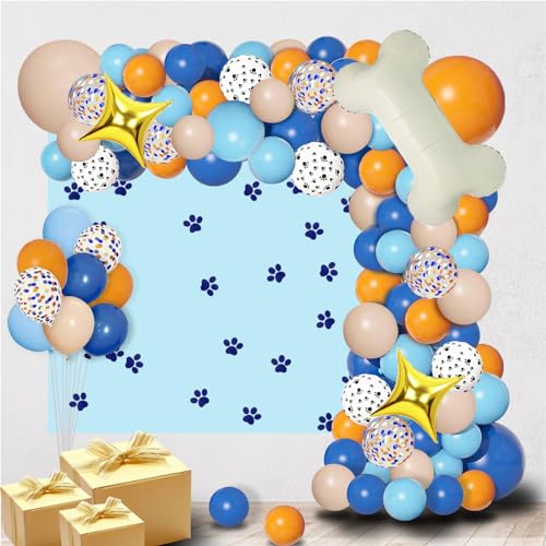 Luftballon Girlande Orange Blau, Hund Thema Geburtstag Deko mit Ballon Girlande Pfote und Blau Orange Konfetti Luftballons,Pfote Gedruckt Knochen Folienballon, Ballons Blau Orange für Party Deko Luftballon Girlande Orange Blau, Hund Thema Geburtstag Deko mit Ballon Girlande Pfote und Blau Orange Konfetti Luftballons,Pfote Gedruckt Knochen Folienballon, Ballons Blau Orange für Party Deko von WeiRenLuan