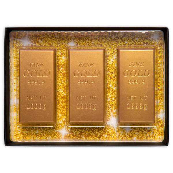 Schoko-Geschenkset "Goldbarren", 3-teilig, 75g von Weibler Confiserie