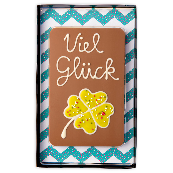 Schokoladen Geschenktafel "Viel Glück", 120g von Weibler Confiserie