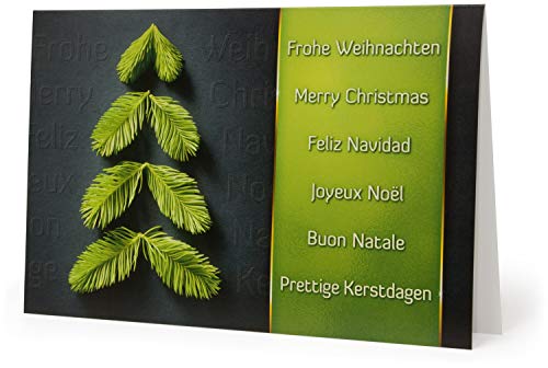 50 Premium Weihnachtskarten mit Umschlag Set für Firmen, hochwertige Klappkarten 19 x 12 cm groß, Tannenbaum aus Zweigen grün 50 Premium Weihnachtskarten mit Umschlag Set für Firmen, hochwertige Klappkarten 19 x 12 cm groß, Tannenbaum aus Zweigen grün von Weihnachtskarten-Shop