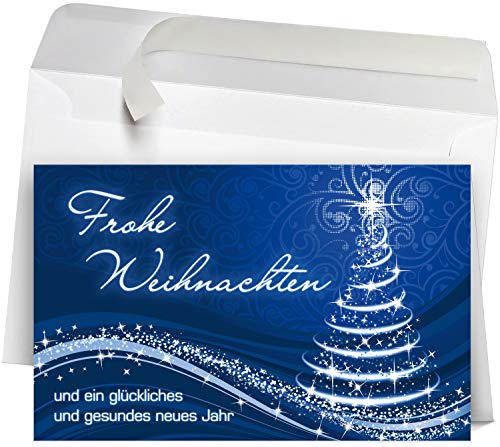 50 Premium Weihnachtskarten mit Umschlag Set für Firmen, hochwertige Klappkarten 19 x 12 cm groß, Weihnachtsbaum blau 50 Premium Weihnachtskarten mit Umschlag Set für Firmen, hochwertige Klappkarten 19 x 12 cm groß, Weihnachtsbaum blau von Weihnachtskarten-Shop