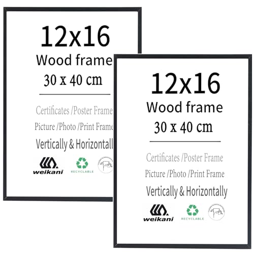 Holz-Bilderrahmen, 30 x 40 cm, schwarzer Holz-Bilderrahmen, Urkundenrahmen mit Plexi-glas für Wandmontage oder Tischaufstellung, 30 x 40 cm, 2 Stück Holz-Bilderrahmen, 30 x 40 cm, schwarzer Holz-Bilderrahmen, Urkundenrahmen mit Plexi-glas für Wandmontage oder Tischaufstellung, 30 x 40 cm, 2 Stück von Weikani