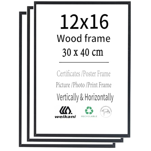 Holz-Bilderrahmen, 30 x 40 cm, schwarzer Holz-Bilderrahmen, Urkundenrahmen mit Plexi-glas für Wandmontage oder Tischaufstellung, 30 x 40 cm, 3 Stück Holz-Bilderrahmen, 30 x 40 cm, schwarzer Holz-Bilderrahmen, Urkundenrahmen mit Plexi-glas für Wandmontage oder Tischaufstellung, 30 x 40 cm, 3 Stück von Weikani