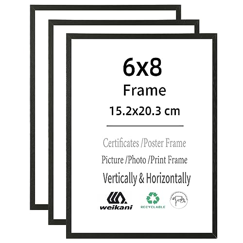 Weikani A5 Bilderrahmen, 15x21cm, schwarzer Holz-Bilderrahmen, Urkundenrahmen mit Plexiglas für Wandmontage oder Tischaufstellung, 3 Stück Weikani A5 Bilderrahmen, 15x21cm, schwarzer Holz-Bilderrahmen, Urkundenrahmen mit Plexiglas für Wandmontage oder Tischaufstellung, 3 Stück von Weikani