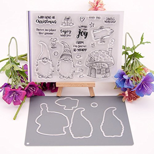 Weimoli Stanzschablonen, Schneidwerkzeuge, 1 Set Fox GNOME Klare Stempel mit Stanzformen für Karten Machen Stencil Metallform für DIY Scrapbook Album Papierkarte von Weimoli