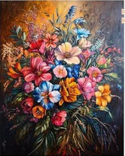 Weiniuniu 5D-Diamant-Malset Bunte Blumen DIY Malen Nach Zahlen Erwachsene und Kinder runde Strassmalerei Bilder Home Decor 50x70 cm von Weiniuniu