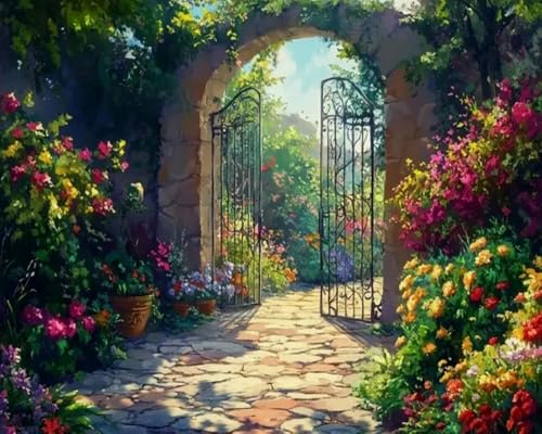 Weiniuniu 5D-Diamant-Malset Garten DIY Malen Nach Zahlen Erwachsene und Kinder runde Strassmalerei Bilder Home Decor 50X70 cm von Weiniuniu