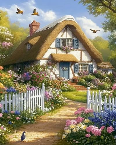 Weiniuniu 5D-Diamant-Malset Ländliche Landschaft DIY Malen Nach Zahlen Erwachsene und Kinder runde Strassmalerei Bilder Home Decor 50X70 cm von Weiniuniu