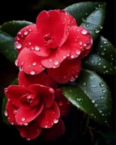 Weiniuniu 5D-Diamant-Malset Rote Blume DIY Malen Nach Zahlen Erwachsene und Kinder runde Strassmalerei Bilder Home Decor 40x50cm von Weiniuniu