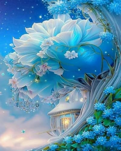 Weiniuniu 5D-Diamant-Malset Schöne Blumen DIY Malen Nach Zahlen Erwachsene und Kinder runde Strassmalerei Bilder Home Decor 50x70 cm von Weiniuniu