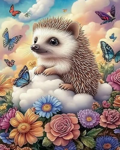Weiniuniu 5D-Diamant-Malset Tier-Igel DIY Malen Nach Zahlen Erwachsene und Kinder runde Strassmalerei Bilder Home Decor 40x50cm von Weiniuniu