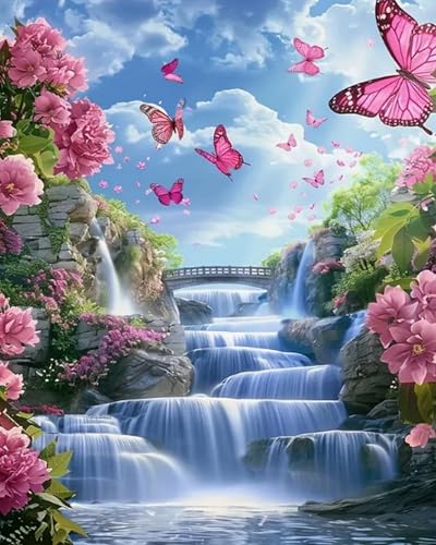 Weiniuniu 5D-Diamant-Malset Wasserfall Blumen Schmetterling DIY Malen Nach Zahlen Erwachsene und Kinder runde Strassmalerei Bilder Home Decor 40x50 cm Weiniuniu 5D-Diamant-Malset Wasserfall Blumen Schmetterling DIY Malen Nach Zahlen Erwachsene und Kinder runde Strassmalerei Bilder Home Decor 40x50 cm von Weiniuniu