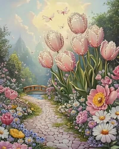 Weiniuniu Kreuzstich Stickpackung Blumen pflanzen DIY Stickvorlagen Stickbilder 11CT Vorgedruckt Kreuzstich Set für Anfänger Home Decor 50x70 cm von Weiniuniu
