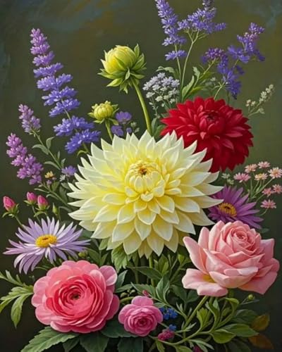 Weiniuniu Kreuzstich Stickpackung Bunte Blumen DIY Stickvorlagen Stickbilder 11CT Vorgedruckt Kreuzstich Set für Anfänger Home Decor 40x50 cm von Weiniuniu