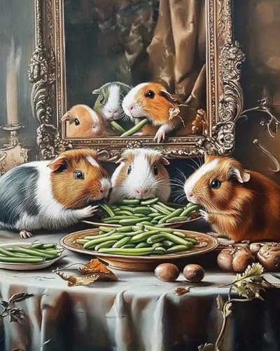 Weiniuniu Kreuzstich Stickpackung Hamster beim Fressen DIY Stickvorlagen Stickbilder 11CT Vorgedruckt Kreuzstich Set für Anfänger Home Decor 50x70 cm von Weiniuniu