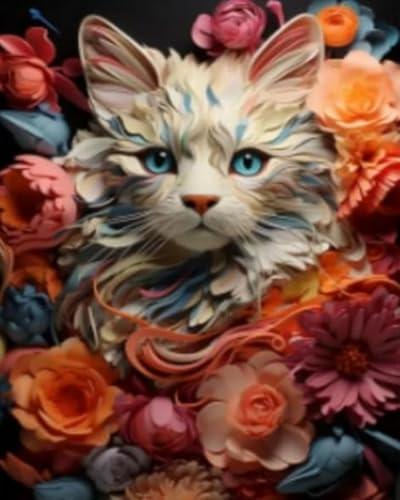 Weiniuniu Kreuzstich Stickpackung Katzenblume DIY Stickvorlagen Stickbilder 11CT Vorgedruckt Kreuzstich Set für Anfänger Home Decor 40x50 cm von Weiniuniu