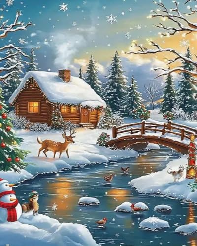 Weiniuniu Kreuzstich Stickpackung Schneehaus-Landschaft DIY Stickvorlagen Stickbilder 11CT Vorgedruckt Kreuzstich Set für Anfänger Home Decor 40x50 cm Weiniuniu Kreuzstich Stickpackung Schneehaus-Landschaft DIY Stickvorlagen Stickbilder 11CT Vorgedruckt Kreuzstich Set für Anfänger Home Decor 40x50 cm von Weiniuniu